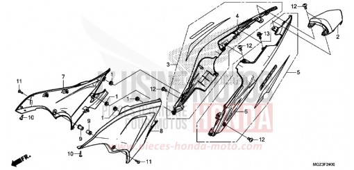 COUVERCLE LATERAL/CAPOT ARRIERE CBR500RAD de 2013